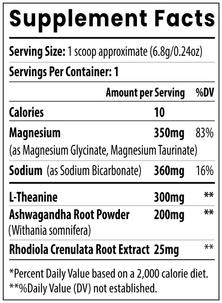 Stay Zen supplement facts